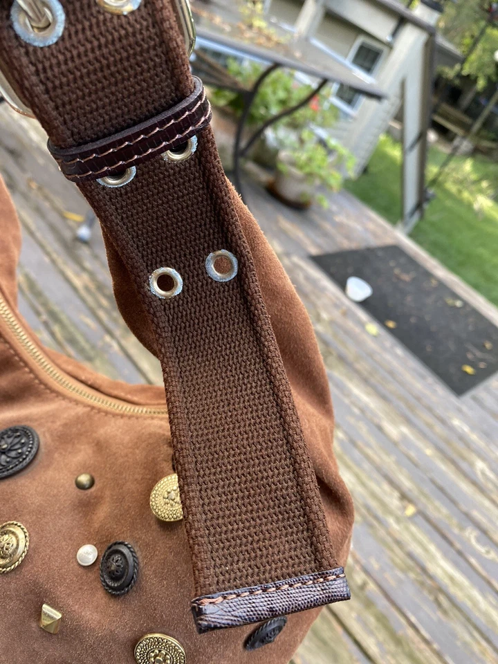 RARE 1973 Gianfranco Ferré Brown Suede Leather Hobo Shoulder Bag / Ornate Shic - Image 4 of 4