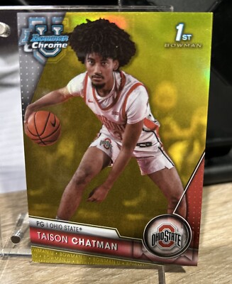 2023-24 Bowman Chrome University 1st Taison Chatman Yellow Refractor #d /75