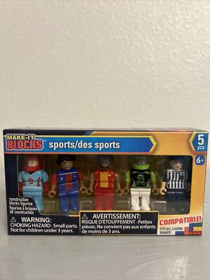 MAKE IT BLOCKS BLOCK MEN SPORTS ACTION FIGURE TOYS SET OF 5 FIGURES  (BRAND NEW)