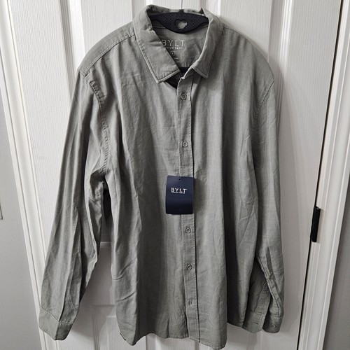 BYLT Shirt Mens L Large Willow Green Paloma 2.0 Long Sleeve Button Up Relaxed