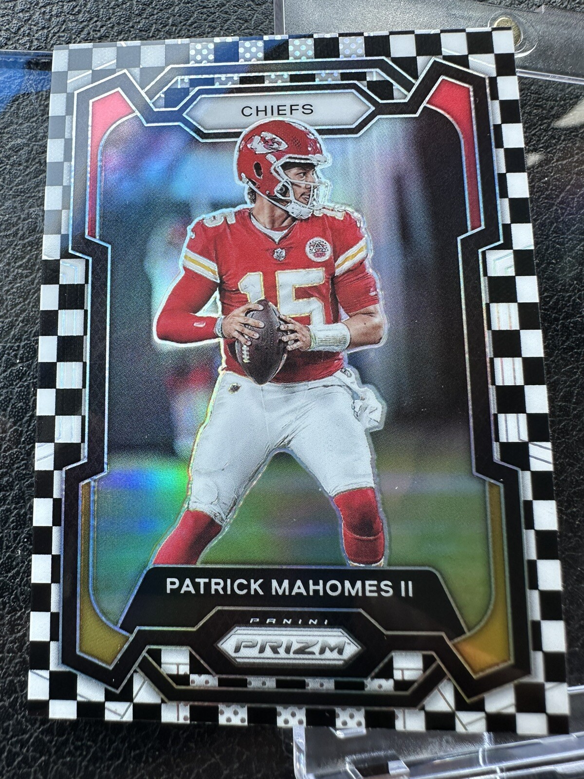2023 Panini Prizm Patrick Mahomes II Black & White Checker SSP Card #149 Chiefs