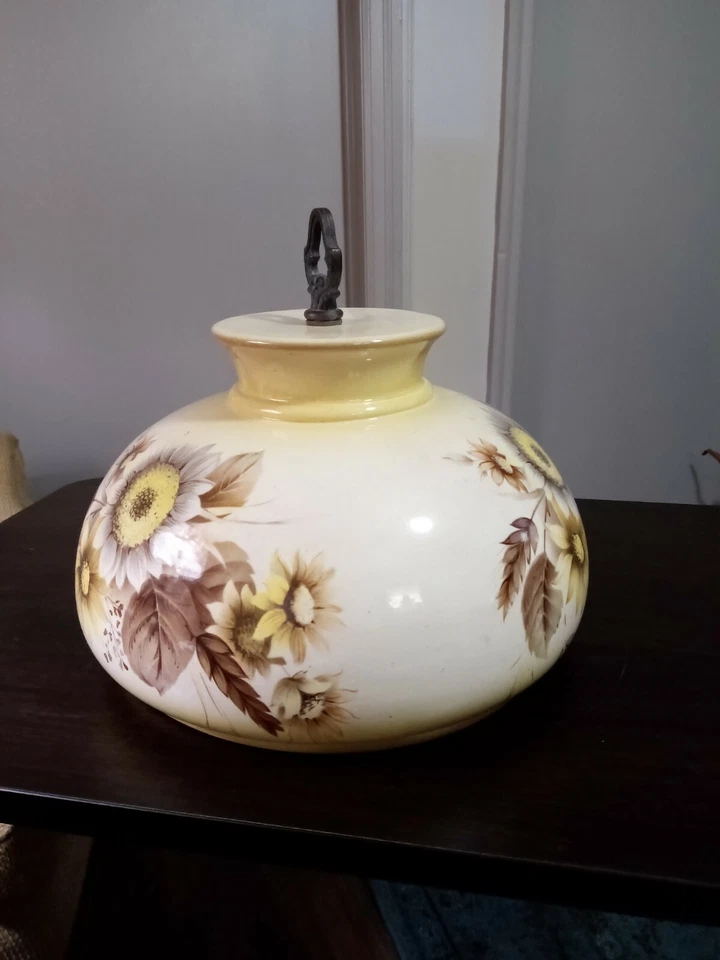 Vintage Antique Hanging Slag Light Shade Hand Painted Ceramic Floral 11" - Image 4 of 4