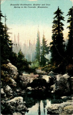 Postcard Beautiful Washington Sulphur And Iron Spring in The Cascade Mountains 