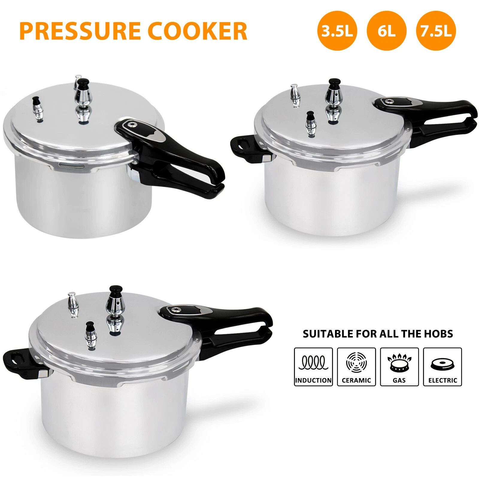 3.5/6/7.5 L Home Dual Handle aluminum Pressure Cooker Kitchen Catering Cookware
Opens in a new windo
