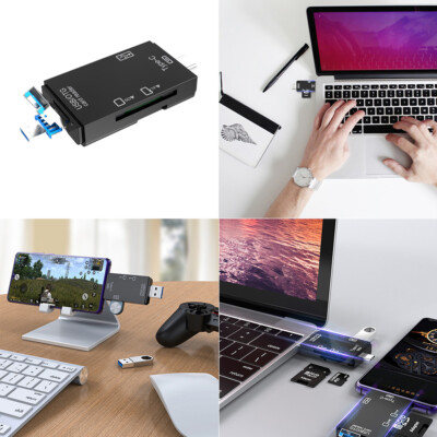 US 1 Pc USB 3.0 6 in 1 Card Reader TF SD Card USB C OTG For Android Phone PC