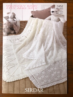 Sirdar 1452 knitting pattern baby ply ply lace shawl blankets in