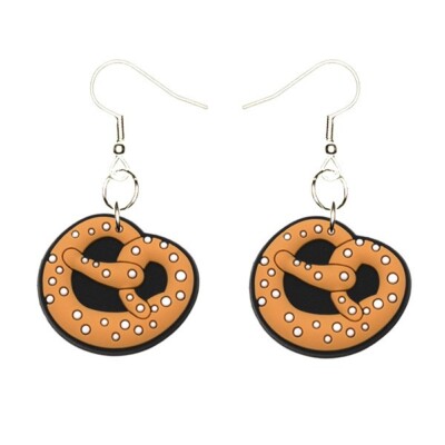 Soft Pretzel Earrings Handmade Hypoallergenic Silver Plated Fishhooks