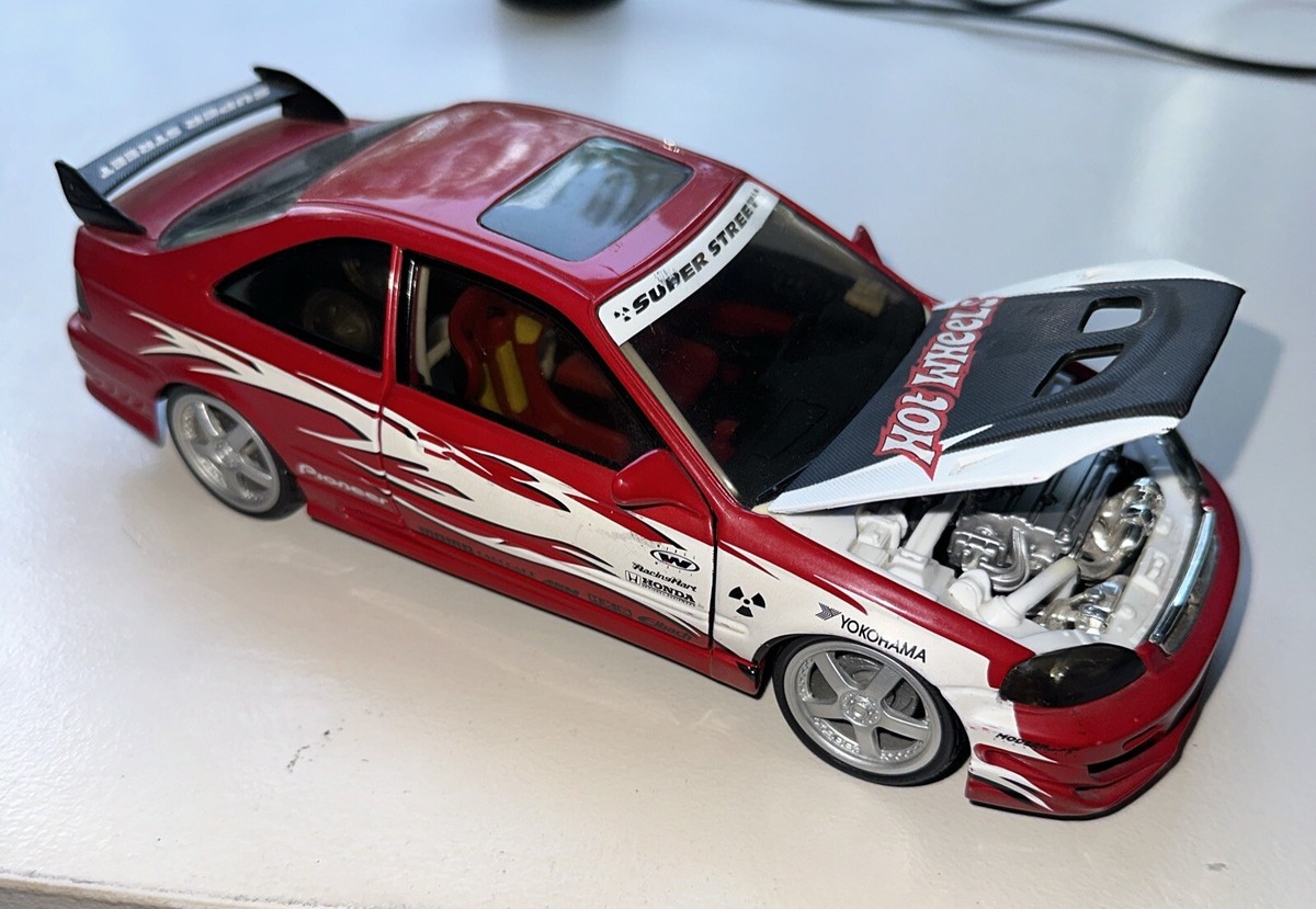 100% Hot Wheels Super Street Edition Custom Honda Civic SI Red 1