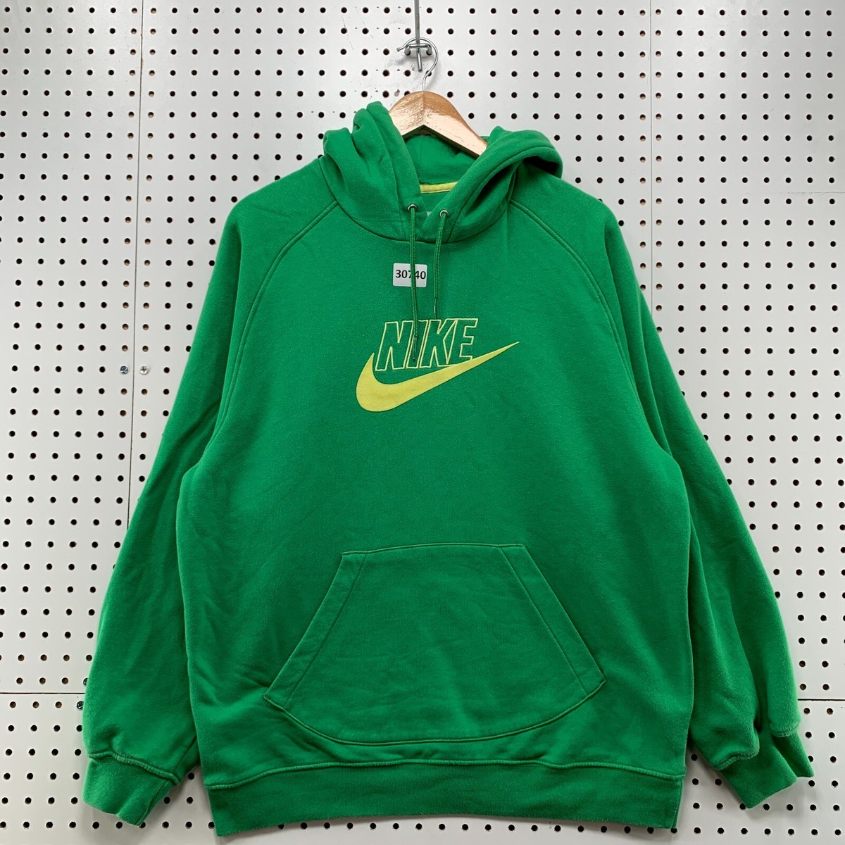Vintage Y2K Nike Hoodie Sweatshirt Mens Large Green Yellow Vintage Y2K Nike Hoodie Sweatshirt Mens Large Green Yellow