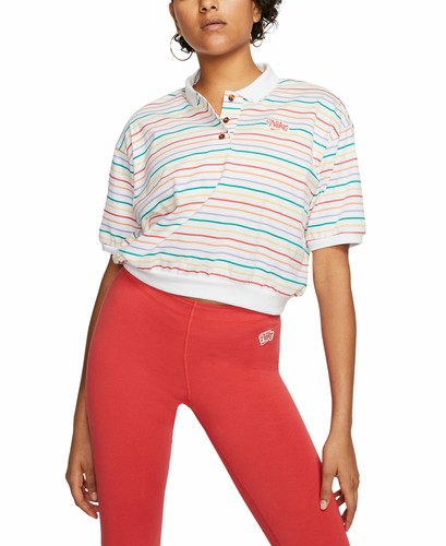 Nike Womens Cotton Striped Cropped Polo 
