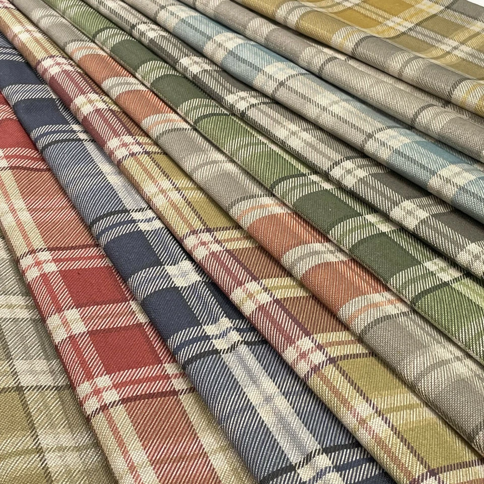 DISCOVER DIRECT Highland Tartan Checked Cotton Rich Linen Craft Fabric For Curtaining Upholstery