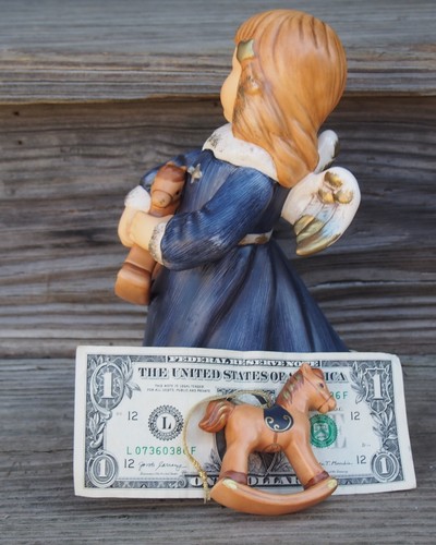 RARE Goebel 8” Angel Blue Figurine 41 058 with Rocking Horse Matching Ornament - Picture 4 of 11