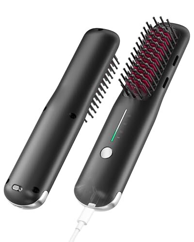 Cepillo alisador de pelo inalámbrico portátil con iones n para mujeres y hombres - Bild 2 von 2
