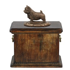Norwich Terrier, dog urn made of cold cast br...