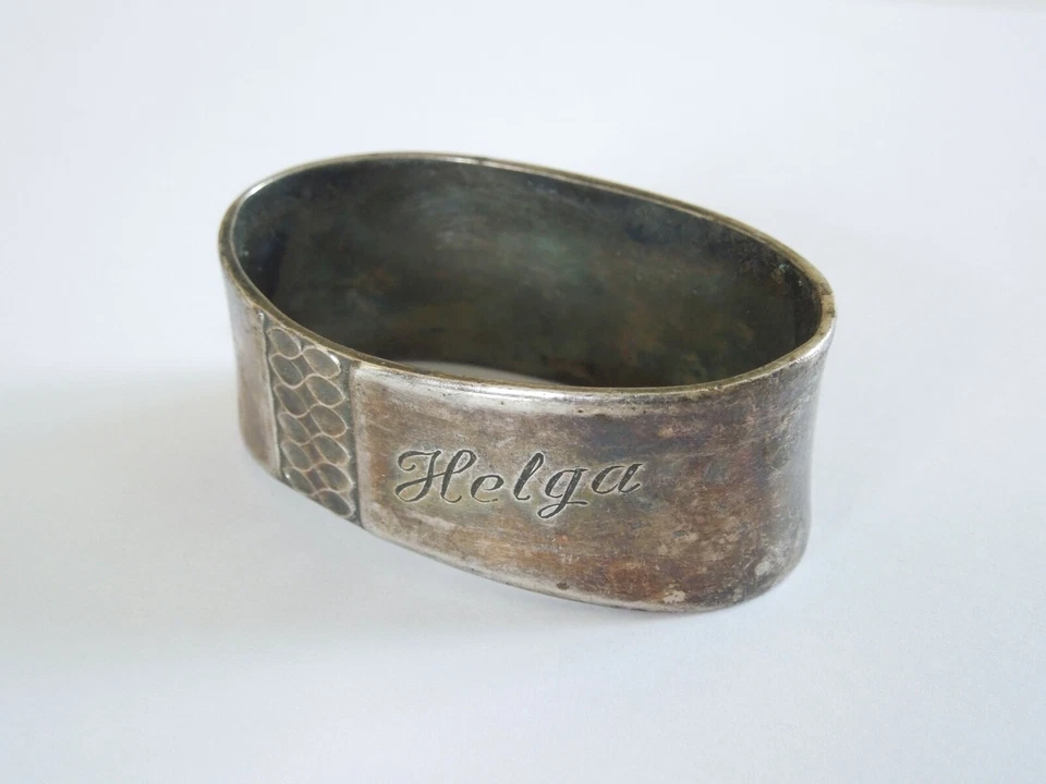 Vintage Serviettenring Namensgravur Helga 90er Silberauflage 38,8 g - Bild 3 von 4