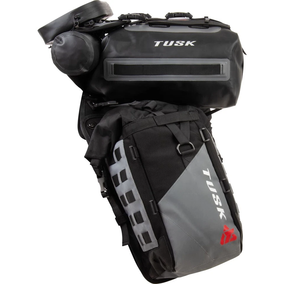 TUSK Highland X2 Rackless Luggage System w/Small Dry Duffel Tail Bag Black/Grey Foto 4 de 4