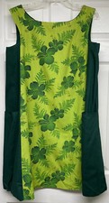 Vintage Women's House Dress Homemade Lounge Wear Greens Floral Hawaiian