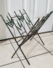 Vtg Folding metal Brass/Green bamboo Magazine Rack nice patina