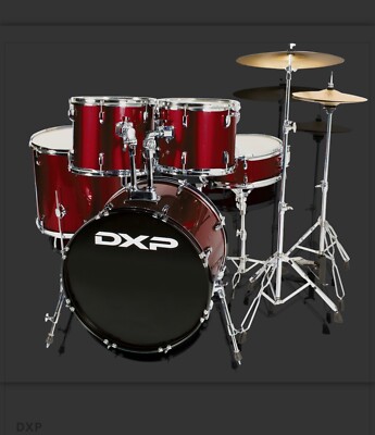 DXP Pioneer Series Drum Kit Package with Stool & Cymbals - Wine Red