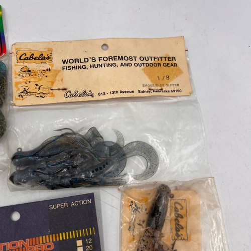 Lot 10 Vintage Cabela's Soft Bait Plastic Worms Fishing Lures Action Pro Tail - Picture 10 of 12