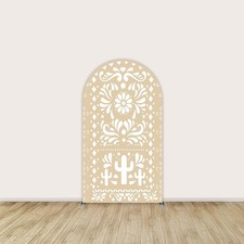 Beige Arch Backdrop for Baby Shower Mexican Talavera Wedding Party Arched Wal...