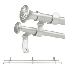 1-2 Pack 5/8" Dia Telescoping Double Curtain Rods with Trumpet Finials, 28"-120"