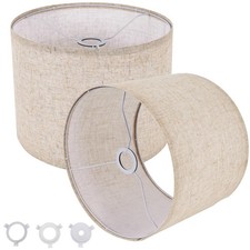 Small Lamp Shades Set of 2, Beige Drum Lampshades 8.7''Top X 8.7'' Bottom X 7...