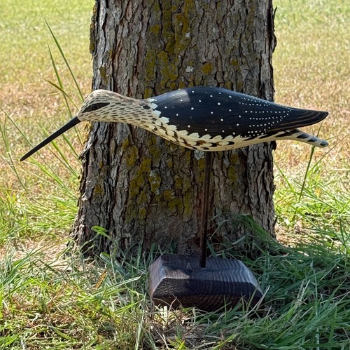 WEK Signed 'Shorebird' hand carved & painted Decoy Wood Bird w/glass eye - Bild 4 von 12
