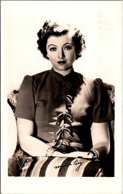 Myrna Loy Vintage RPPC Postcard - Hollywood Actress Portrait 1930s Star