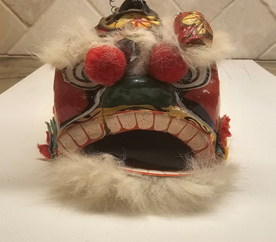 Vintage Chinese Lion/Dragon Dance Head Puppet Mask Folk Art Paper Mâché Handmade