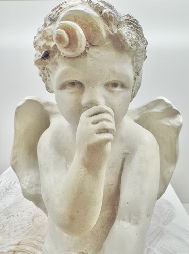 Vintage R Shipman Cherub Seashell Mermaid Shelf Sitter Statuette c.1999 Coastal - Picture 4 of 11