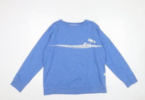 Felpa donna FatFace blu misto cotone taglia 12 stampa grafica