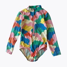 Boden Multicolor Cloud Print Kids Rashguard Swimsuit Size 4  5Y Playful