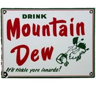 VINTAGE MOUNTAIN DEW PORCELAIN SIGN SODA POP BOTTLE CAN BAJA BLAST GAS STATION