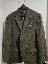 Jos. A. Bank 1905 Green Herringbone Tweed Wool Sport Coat Tailored Fit 46R