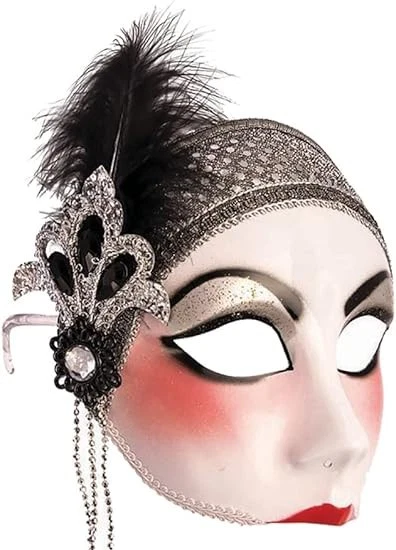 FORUM FLAPPER 1/2 MASK w/FEATHER HAND DETAILED HALLOWEEN COSTUME ACCESSORY 81084 - Image 2 of 4