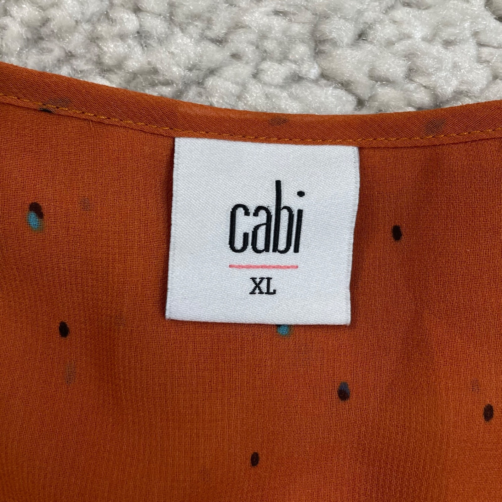 Cabi Orange Sprinkle Blouse Top Lined Womens XL