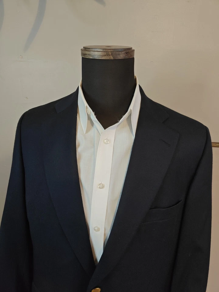 🇺🇲 Blazer Paul Stuart Hombre 40R Azul Dos Botones Lana Foto 2 de 4