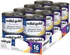 Solid Gold Wet Cat Food Shreds in Gravy, 16ct/3oz Cans