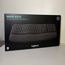 Logitech Wave Keys Wireless Ergonomic Keyboard Detachable Palm Rest Black