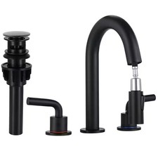 AKLFGN 8 in. Widespread Bathroom Sink Pull Down Faucet Pop-Up Drain, Matte Black