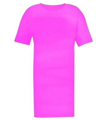 Damen Longline T-Shirt Uni Kurzarm Oversize Baggy Tunika Mini PJ Kleid