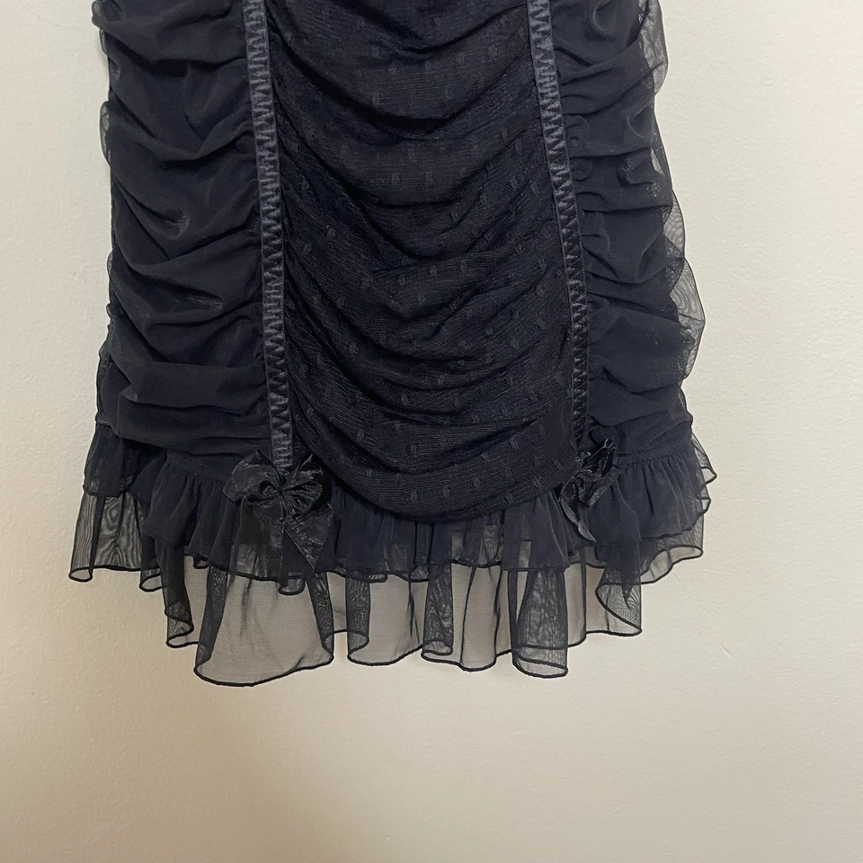 Victoria's Secret Sexy Little Things Black Pink Mesh Lace Ruched Mini Dress 36C - Image 3 of 4