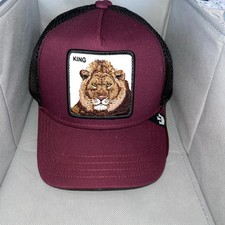 Goorin Bros The Farm King Lion Animal Trucker Hat- Maroon/Black SnapBack