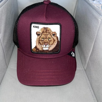 Goorin Bros The Farm King Lion Animal Trucker Hat- Maroon/Black  SnapBack