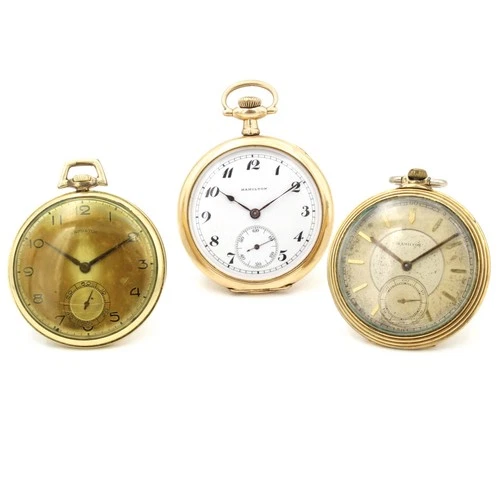 Antique Hamilton 12-18s 17j Model 2 Open Face Pocket Watches Lot of 3 #WB4295-2