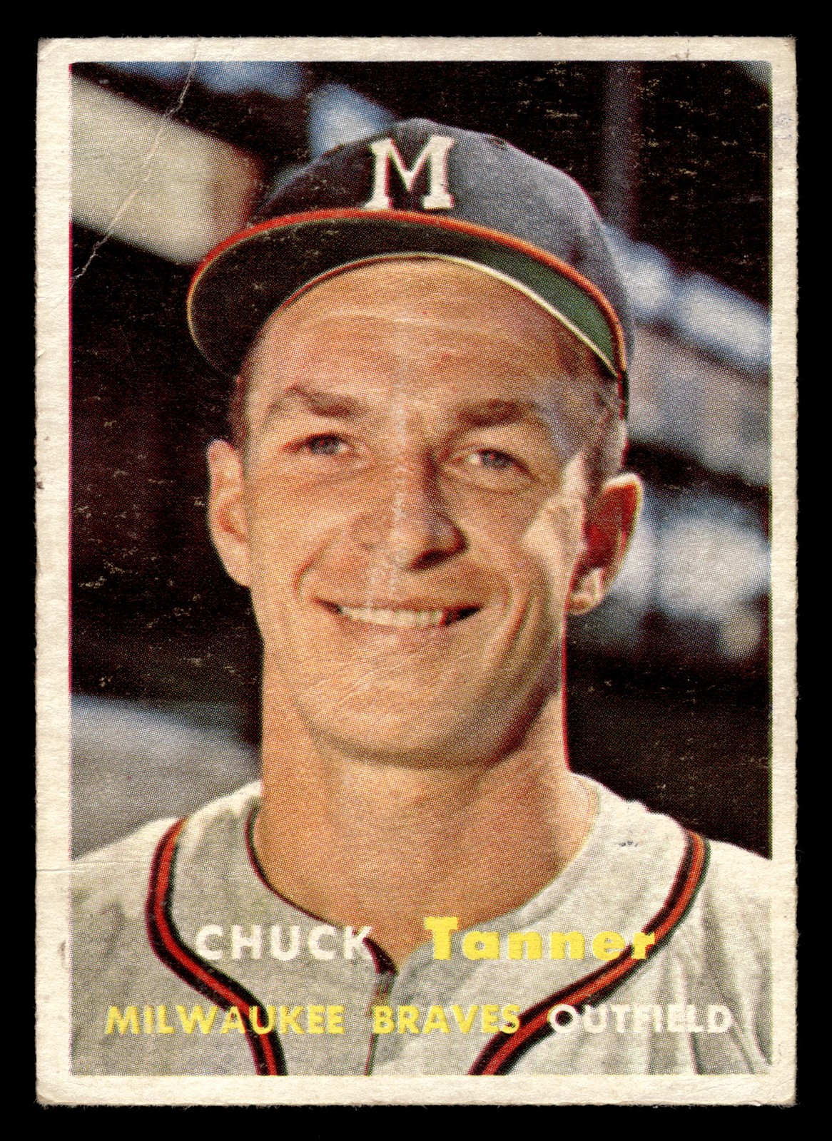 1957 Topps Chuck Tanner #392 - Milwaukee Braves - (Low Grade)