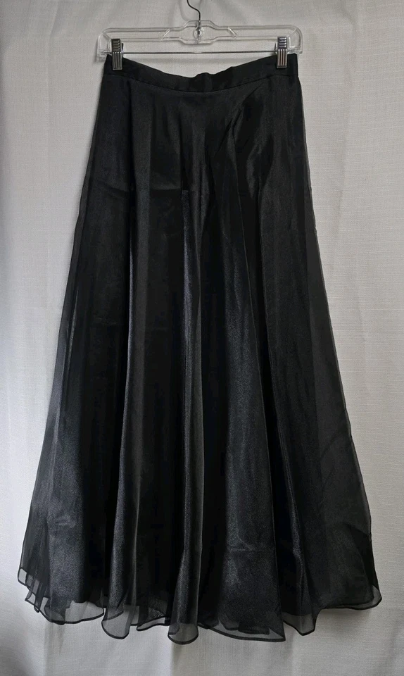 Винтажная длинная черная официальная макси-юбка JBS из органзы шифона многослойная размер 8  - Изображение 2 из 4