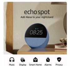 Amazon Echo Spot (2024 Release) Blue, Smart Alarm Clock Alexa Brand New✅️