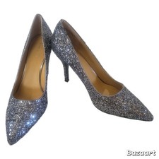 Nine West Women's Silver Sequined Bling Stiletto Pumps Party Formal Wedding 9M